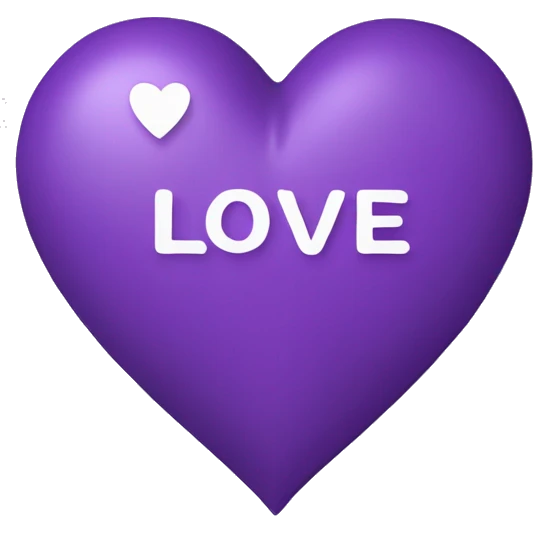 Purple heart with text “love you” emoji