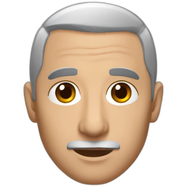 armenian man shaved little bit round face with gray hair and with prying hands emoji