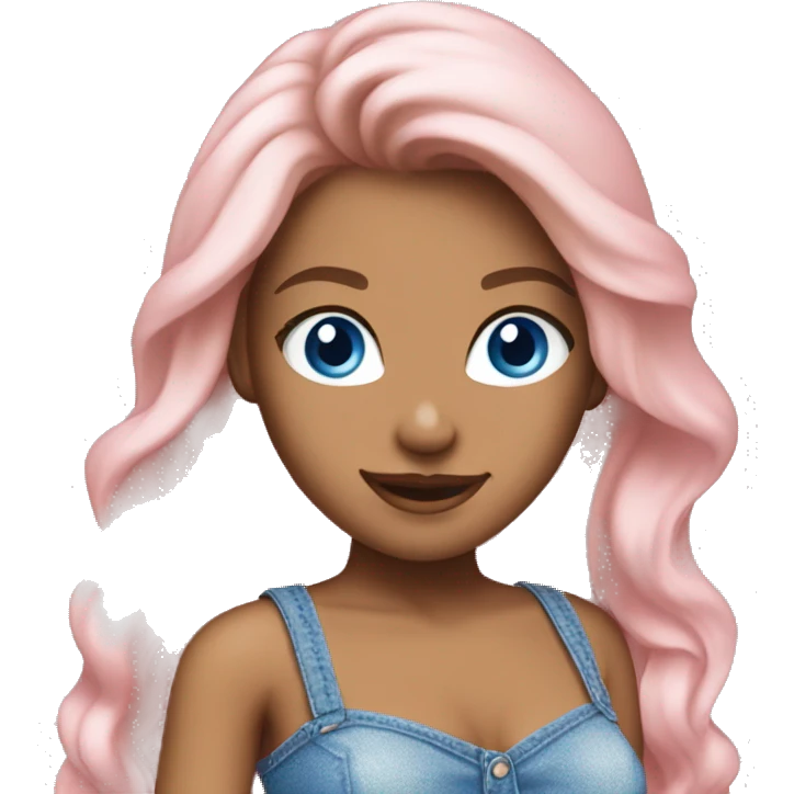 Bronde girl with blue eyes wearing pink sparkly tube top and blue jeans  emoji