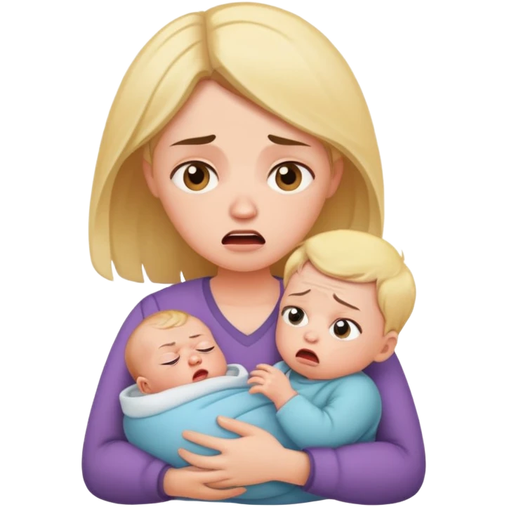 mulher enervada com bebé ao colo emoji