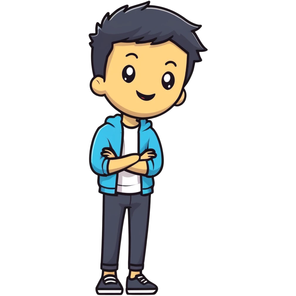 cheerful young man with casual style emoji
