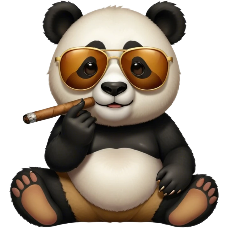 Panda sitting down smoking a cigar with sunglasses on emoji