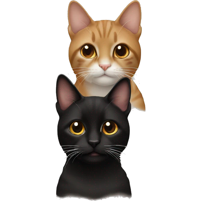 2 Cats one is Brown the other one is Black emoji