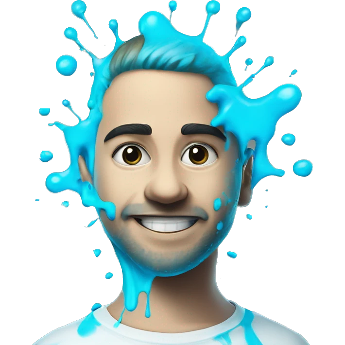 Glowing Cyan blue paint splash splatter emoji