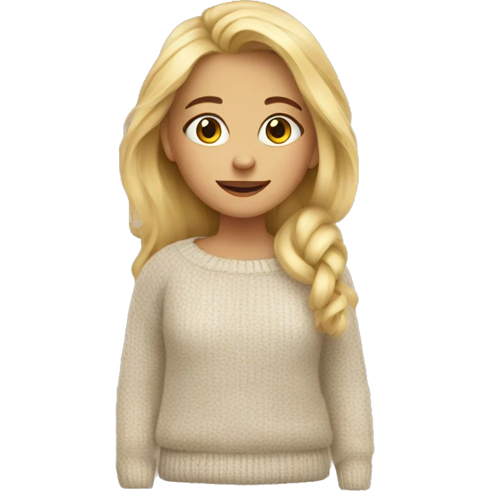 blonde girl in cozy sweater emoji