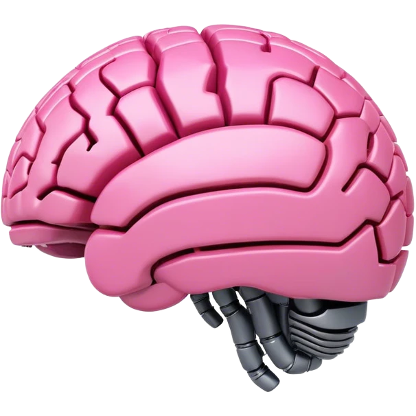 3d pink robotic brain in a form of earth from an angled perspective emoji