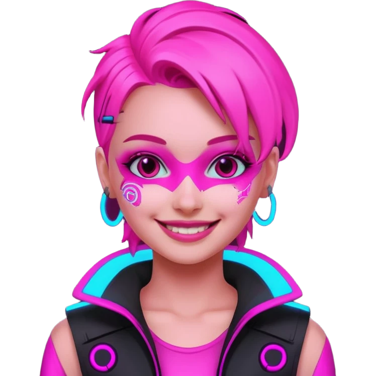 girl neon cyberpunk pink happy emoji