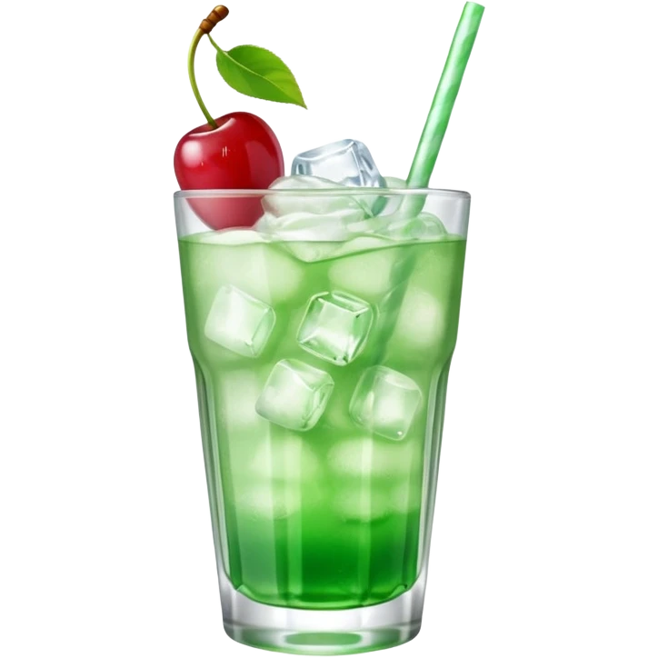Japanese cream soda on a glass with ice cherry on top emoji