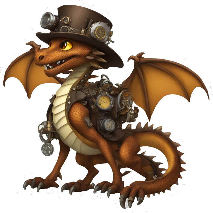 Steampunk Dragon full body emoji
