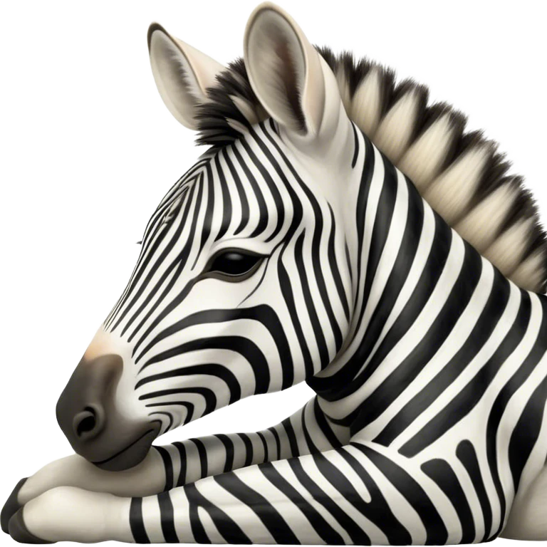 Meme-Worthy Cute Sleeping Zebra Portrait Emoji, Head resting peacefully with a contented smile, showcasing a lean, graceful build and a luxuriously soft striped fur, a refined, equine head with a long snout and alert ears, and eyes shut in a serene, restful nap, Simplified yet hilariously adorable features, highly detailed, glowing with a soft, drowsy light, high shine, relaxed and utterly lovable, stylized with an air of playful laziness, bright and heartwarming, soft glowing outline, capturing the essence of a comically sleepy zebra that feels like it could instantly become the next viral sensation of adorable slumber! emoji