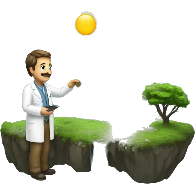 nature landscape where a scientist making measuremens emoji