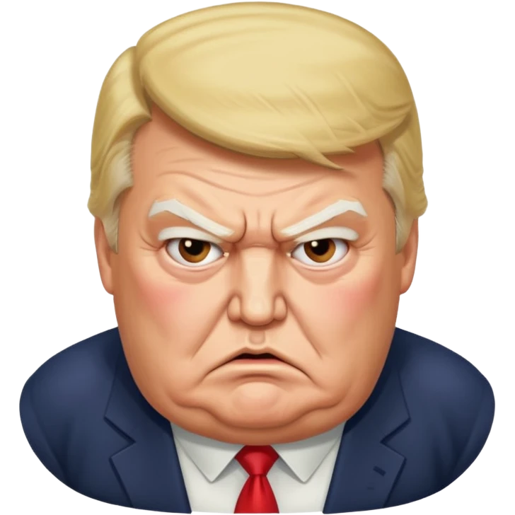 uSE THIS AS A REFERENCE PICTURE TO CREATE AN ANGRY, ELDERLY, OBESEB DONALD TRUMP EMOJI, FROM AN ISOMETRIC OVERHEAD ANGLE emoji