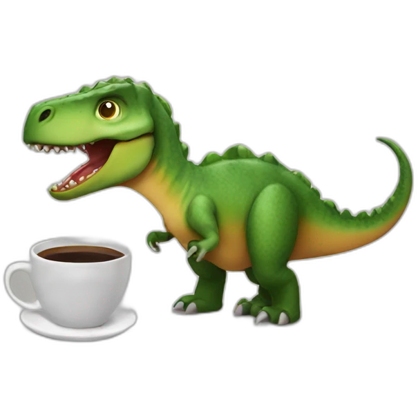 dinosaur drinks coffee emoji