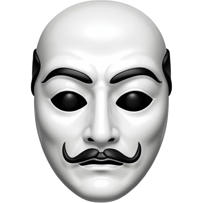 Money Heist, Dali mask (black-white), realistic emoji