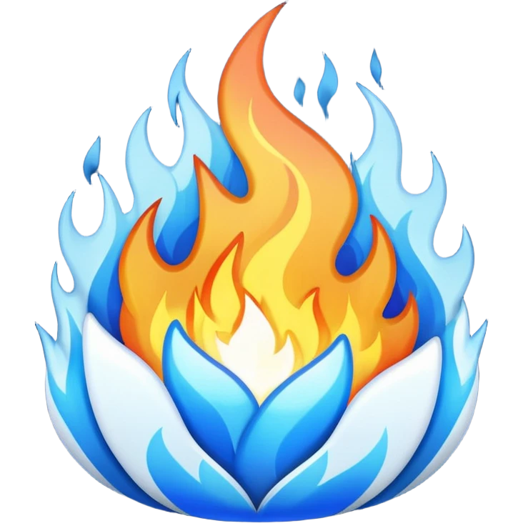 Blue and white fire emoji without any other aditional colur emoji