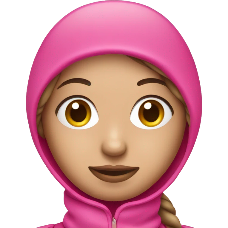 Pink girl wearing pink ski mask emoji