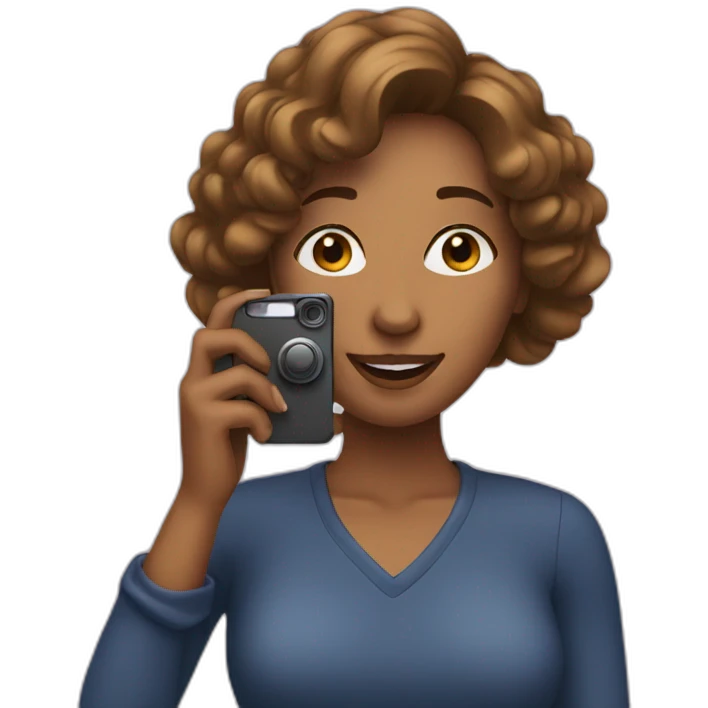 a woman takes a photo on the phone emoji