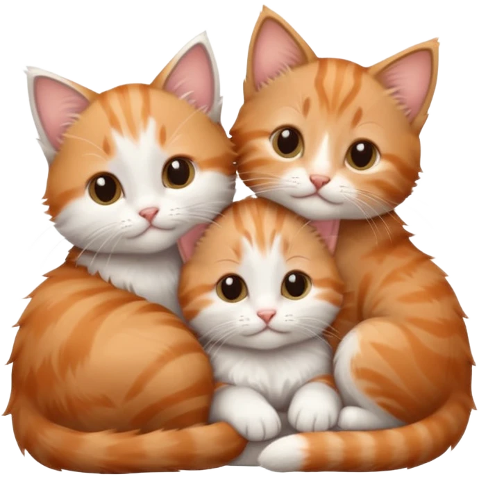 6 tiny kittens cuddling together all different colours, the first one is grey and white, the second is ginger and white and the third is brown tabby and white emoji