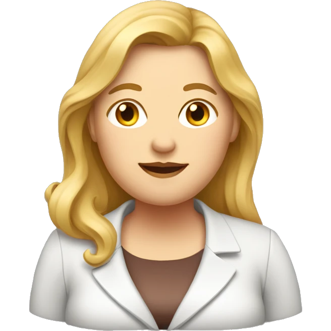 Obesity. A middle-aged woman with golden long hair, dressed in professional attire. emoji