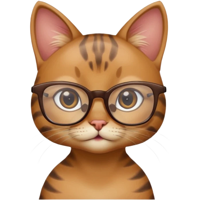 cute girl cat with really big square glasses with super thin frames emoji