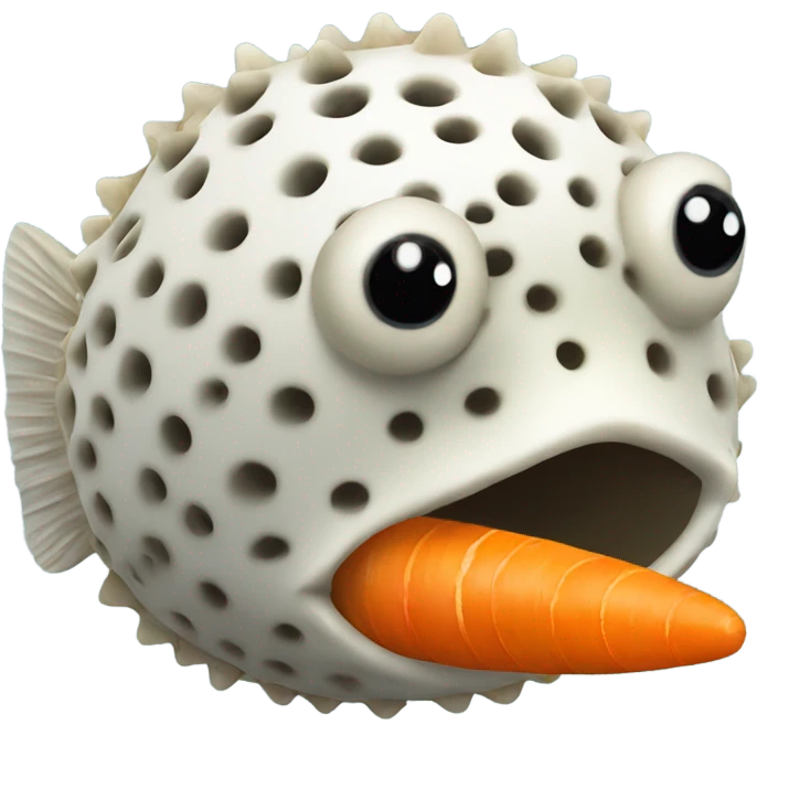 pufferfish eating a carrot emoji