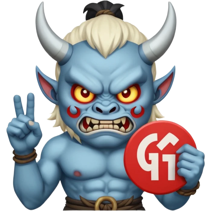 oni character holding a GG sign emoji
