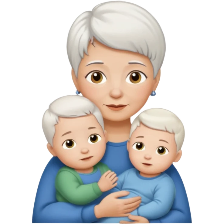 grandmother with short hair white and baby boy with short brown hair and fair skin emoji