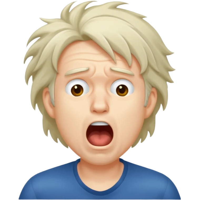 Weak man with disheveled hair yawning emoji