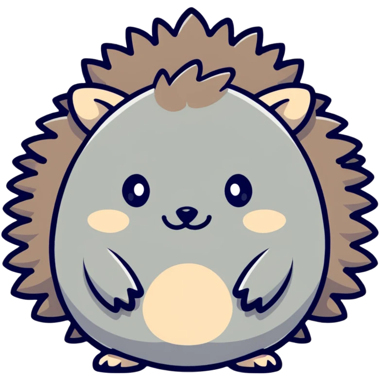 adorable grey hedgehog with round body, short spines, and tiny feet emoji