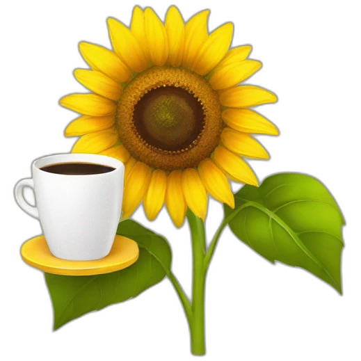 A sunflower with cup-of-coffee emoji