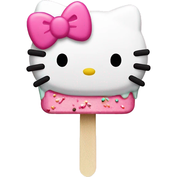 Hello kitty popsicle with pink frosting and sprinkles  emoji