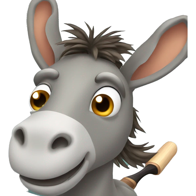 Donkey holding a cricket bat emoji