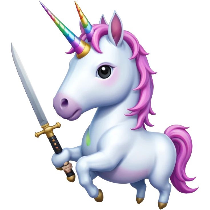 Unicorn with a knife emoji