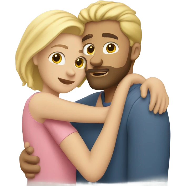 blonde woman, long hair, hugging a blonde man with beard. he short hair emoji