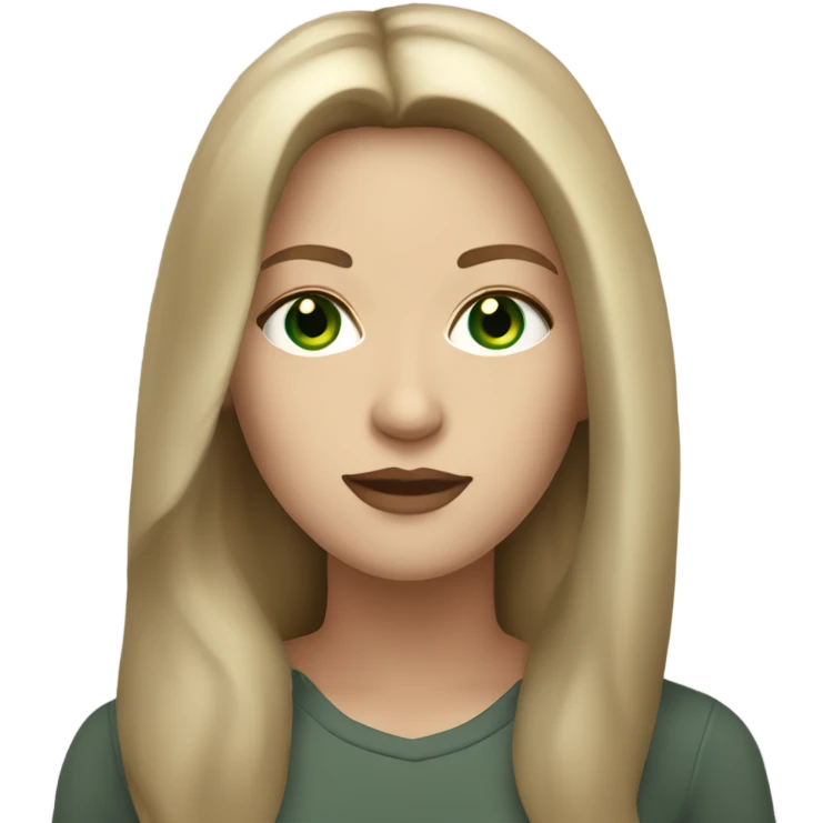 White women with green eyes and long light brown hair, full lips  emoji