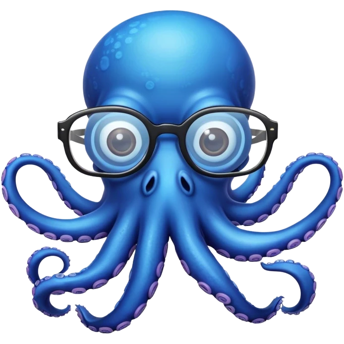 blue funny octopus with glasses emoji