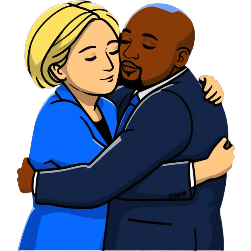 Marine le Pen hugging a black man emoji