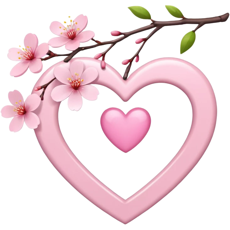 white heart with sakura branch emoji