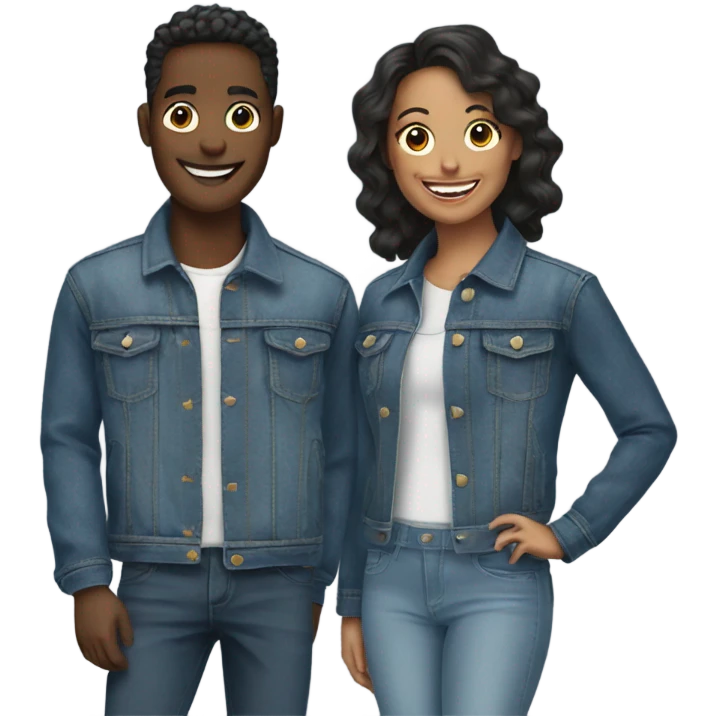 smiling duo in denim jackets emoji