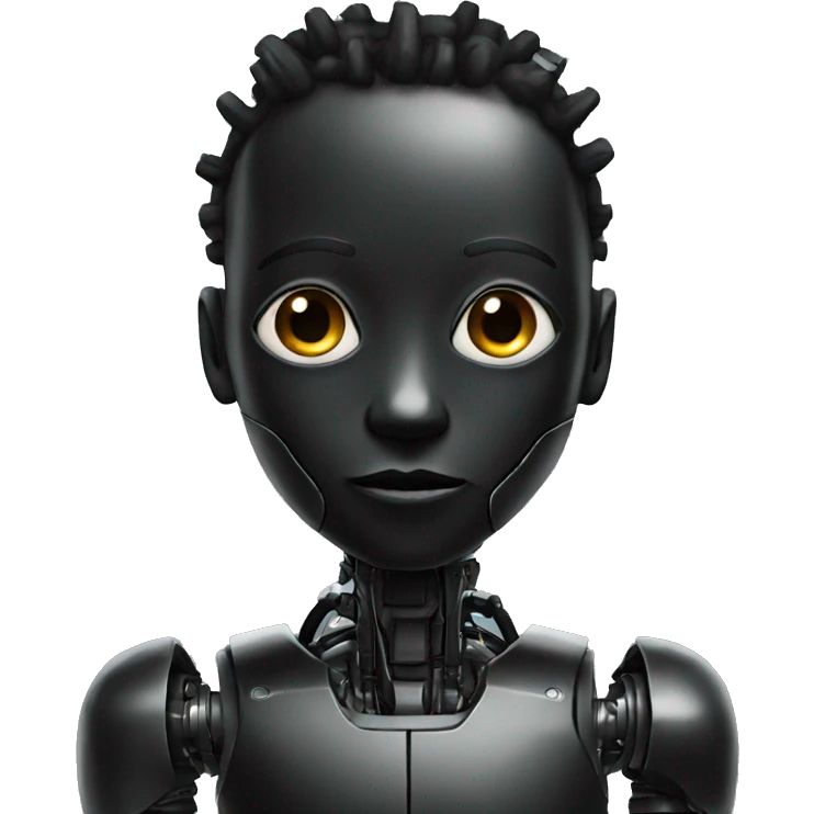 A black robot like boy emoji