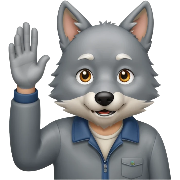 wolfgrandpa waving his hand and his hole body is standing  emoji