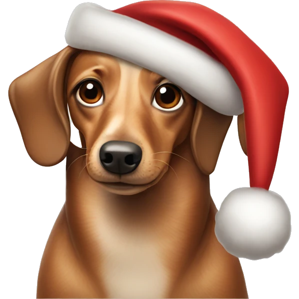 Wiener dog with Santa hat emoji