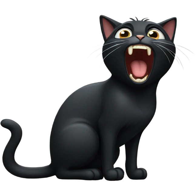 Black cat yelling emoji