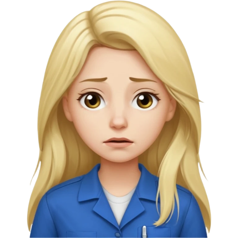 tired blond woman with long hair. she should look like she works in the ffcie  emoji