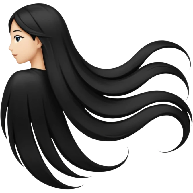 back view of long black hair emoji