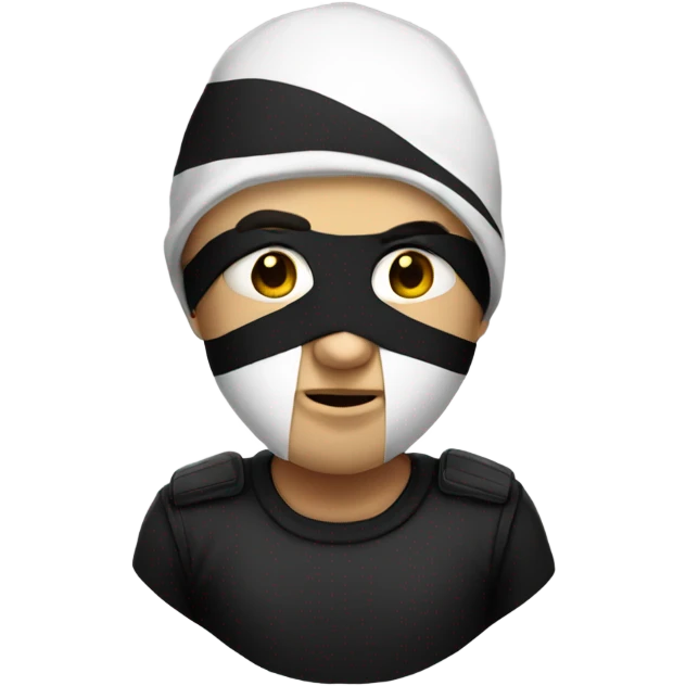 Burglar white and black stripe shirt black beanie and a mask emoji