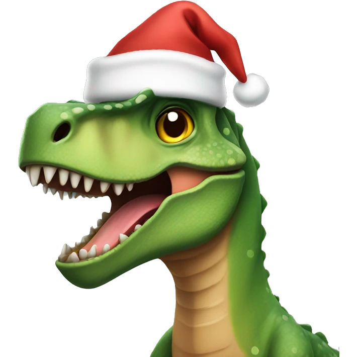 Dinosaur wearing Christmas’s hat emoji