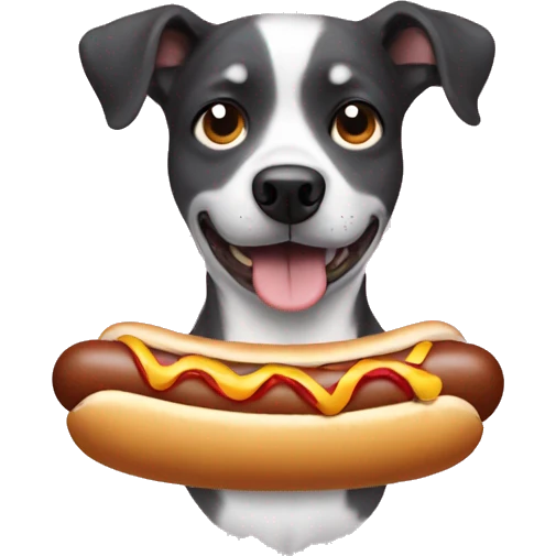 Dog eating a hot dog emoji