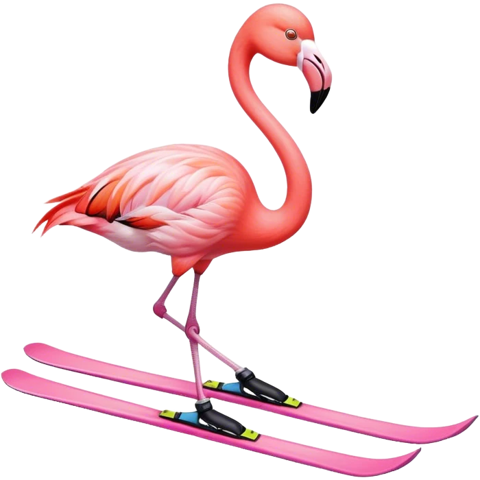 A female skiing flamingo on the slope emoji