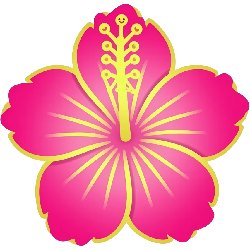 A tropical vivid hot pink, and neon yellow floral line art on a transparent background, should be a playful and minimal design, 16k hd professional quailty, must not be blurry, must be no emoji faces, emoji icons, no human figures  emoji